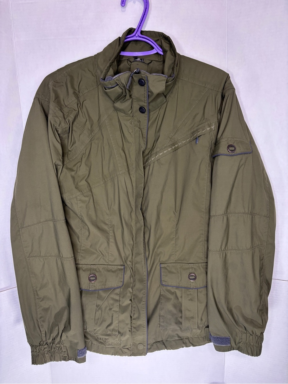 Columbia Women’s Olive Green Omni-Tech Waterproof Interchangeable Jacket FLAWED